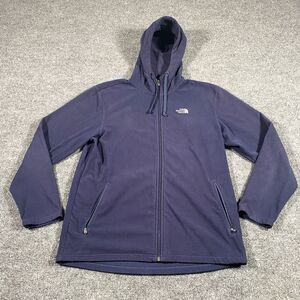 The North Face Mens Large Full Zip Fleece Hooded Embroidered Jacket Pockets